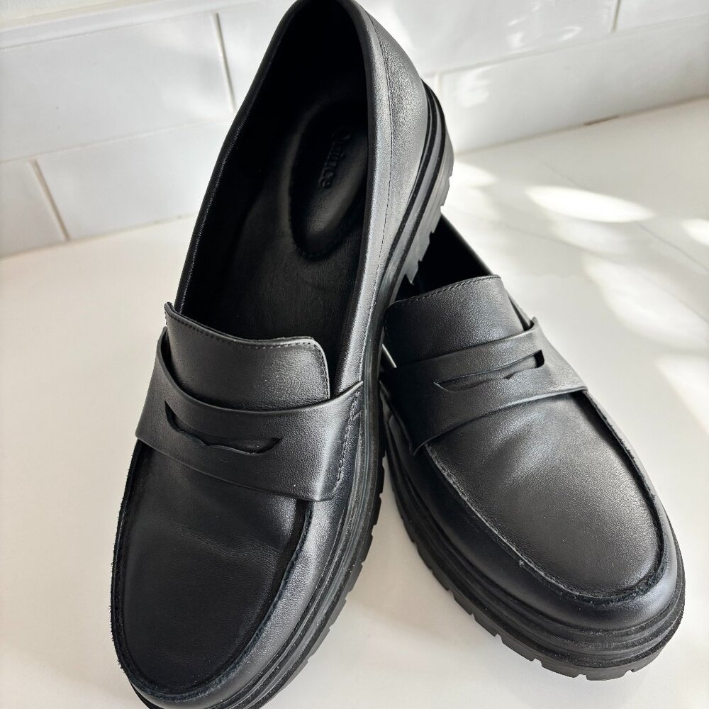 Quince Italian Leather Lug Sole Loafer--Size 9.5 Black